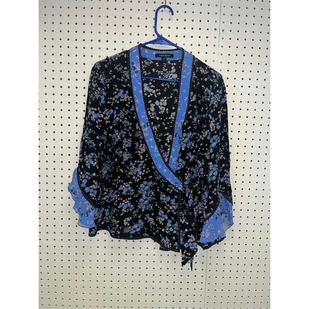 Nannette Lepore Ophelia V-Neck Half-Sleeve Silk Top